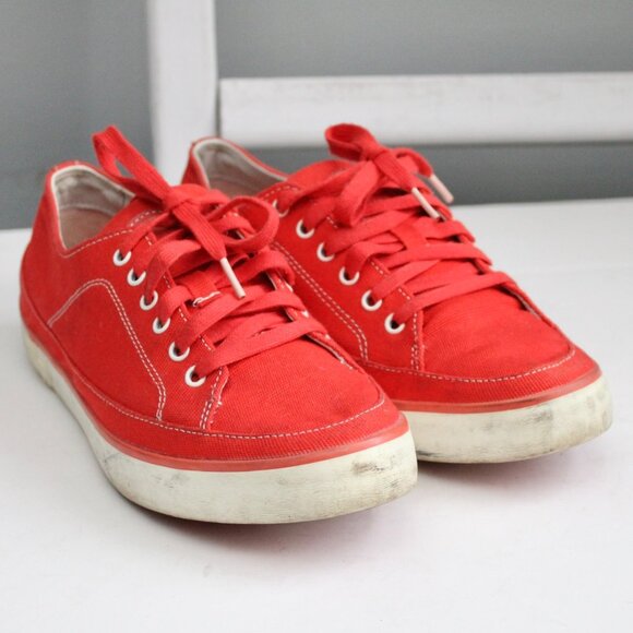 Fitflop Women's Super T Canvas Flame Red Lace-Up Sneakers Size 9 - Picture 6 of 9